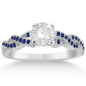 Infinity Twisted Blue Sapphire Engagement Ring 18k White Gold 0.25ct - All