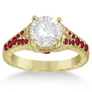 Antique Style Art Deco Ruby Engagement Ring 14k Yellow Gold 0.33ct - All