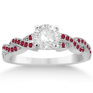 Infinity Style Twisted Ruby Engagement Ring 14k White Gold 0.25ct - All