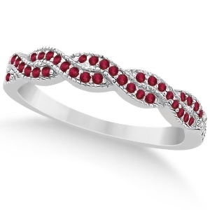 Ruby Infinity Style Semi Eternity Wedding Band in Platinum 0.30ct - All