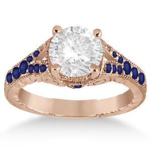 Antique Art Deco Blue Sapphire Engagement Ring 18k Rose Gold 0.33ct - All