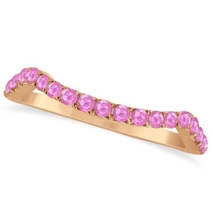 Semi Eternity Contour Pink Sapphire Wedding Ring 14k Rose Gold 0.20ct - All