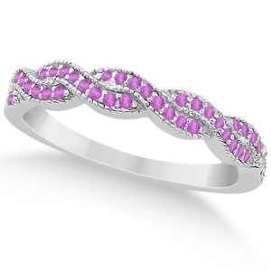 Pink Sapphire Infinity Semi Eternity Wedding Band in Platinum 0.30ct - All