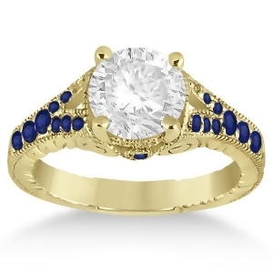 Antique Art Deco Blue Sapphire Engagement Ring 14k Yellow Gold 0.33ct - All