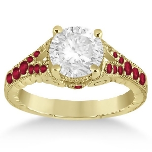 Antique Style Art Deco Ruby Engagement Ring 18k Yellow Gold 0.33ct - All