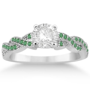 Infinity Style Twisted Emerald Engagement Ring 18k White Gold 0.25ct - All