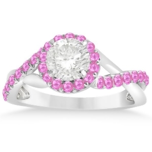 Twisted Halo Pink Sapphire Engagement Ring Setting 14k W Gold 0.30ct - All
