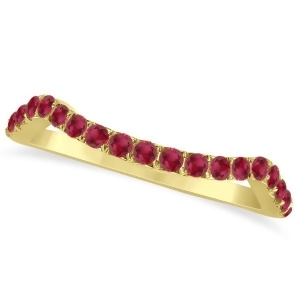 Semi Eternity Contour Ruby Wedding Band Ring 14k Yellow Gold 0.20ct - All