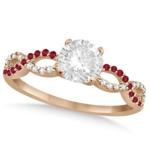 Infinity Round Diamond Ruby Engagement Ring 14k Rose Gold 1.50ct - All