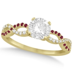 Infinity Round Diamond Ruby Engagement Ring 14k Yellow Gold 1.50ct - All