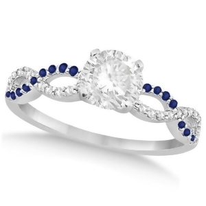 Infinity Round Diamond Blue Sapphire Engagement Ring 14k White Gold 1.50ct - All