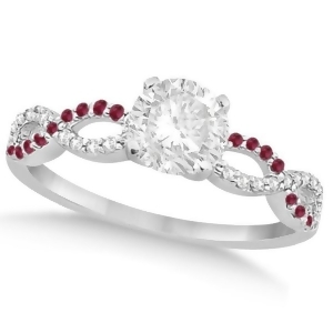 Infinity Round Diamond Ruby Engagement Ring 14k White Gold 2.00ct - All