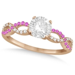 Infinity Round Diamond Pink Sapphire Engagement Ring 14k Rose Gold 1.00ct - All