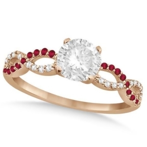 Infinity Round Diamond Ruby Engagement Ring 14k Rose Gold 2.00ct - All
