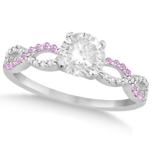 Infinity Round Diamond Pink Sapphire Engagement Ring 14k White Gold 1.00ct - All