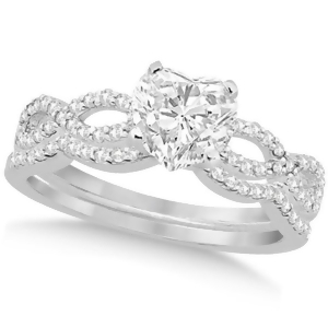 Twisted Infinity Heart Diamond Bridal Set 14k White Gold 1.13ct - All