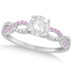 Infinity Round Diamond Pink Sapphire Engagement Ring 14k White Gold 2.00ct - All
