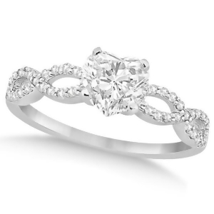 Twisted Infinity Heart Diamond Engagement Ring 14k White Gold 0.50ct - All