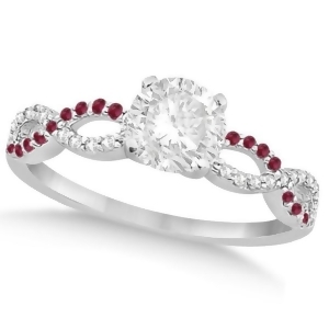 Infinity Round Diamond Ruby Engagement Ring 14k White Gold 1.00ct - All