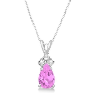 Pear Pink Sapphire and Diamond Solitaire Pendant 14k White Gold 0.75ct - All