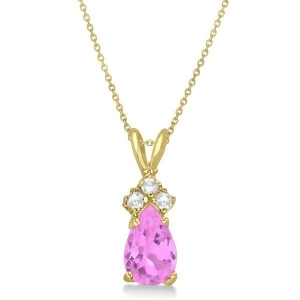 Pear Pink Sapphire and Diamond Solitaire Pendant 14k Yellow Gold 0.75ct - All