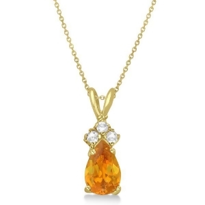 Pear Citrine and Diamond Solitaire Pendant 14k Yellow Gold 0.75ct - All