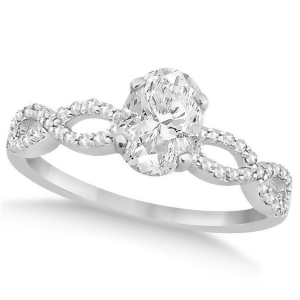Twisted Infinity Oval Diamond Engagement Ring 14k White Gold 0.50ct - All