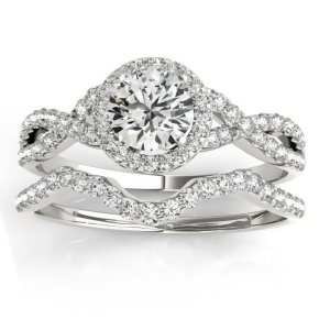 Twisted Infinity Engagement Ring Bridal Set Platinum 0.27ct - All