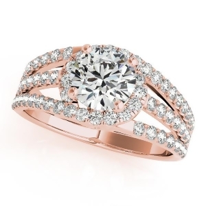 Wide Triple Band Diamond Engagement Ring 14k Rose Gold 2.13ct - All