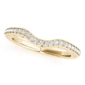 Contoured Diamond Wedding Band in 14k Yellow Gold 0.17ct - All