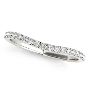 Diamond Curved Wedding Band in 18k White Gold 0.20ct - All