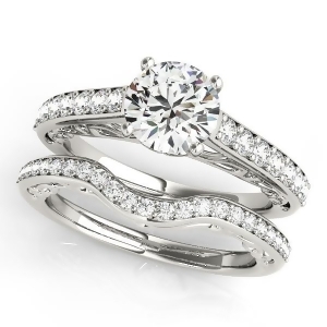 Vintage Style Cathedral Engagement Ring Bridal Set Platinum 2.50ct - All