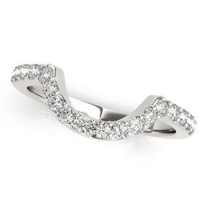 Pave Semi-Eternity Diamond Curved Wedding Band Platinum 0.33ct - All