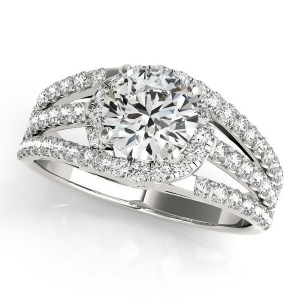 Wide Triple Band Diamond Engagement Ring Platinum 2.13ct - All