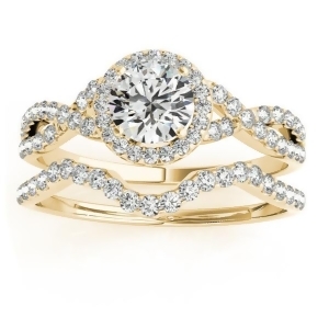 Twisted Infinity Engagement Ring Bridal Set 18k Yellow Gold 0.27ct - All