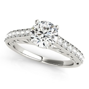Vintage Style Cathedral Diamond Engagement Ring 18k White Gold 2.33ct - All