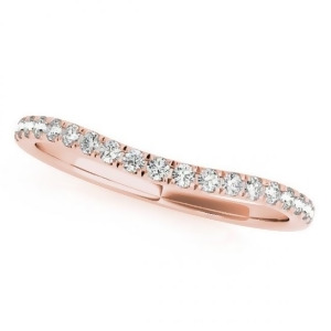 Diamond Curved Wedding Band in 14k Rose Gold 0.20ct - All