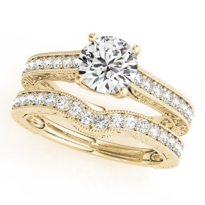 Vintage Diamond Engagement Ring Bridal Set 18k Yellow Gold 2.50ct - All