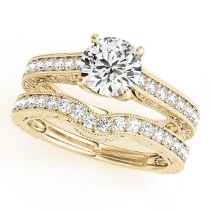 Vintage Diamond Engagement Ring Bridal Set 14k Yellow Gold 2.50ct - All