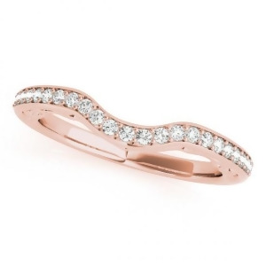 Contoured Diamond Wedding Band in 14k Rose Gold 0.17ct - All