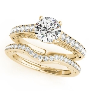 Vintage Style Cathedral Engagement Ring Bridal Set 18k Y. Gold 2.50ct - All