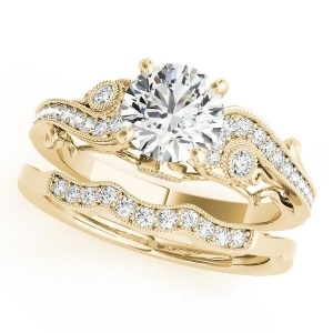 Vintage Swirl Diamond Engagement Ring Bridal Set 14k Yellow Gold 2.25ct - All