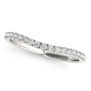 Diamond Curved Wedding Band in 14k White Gold 0.20ct - All
