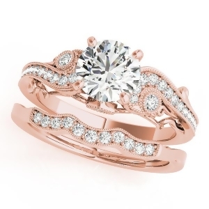 Vintage Swirl Diamond Engagement Ring Bridal Set 14k Rose Gold 2.25ct - All