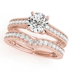 Vintage Diamond Engagement Ring Bridal Set 18k Rose Gold 2.50ct - All