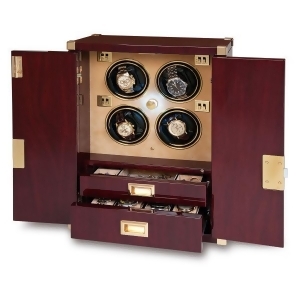 Rapport London Mariner's Chest and Quad Watch Winder in Mahogany Wood - All