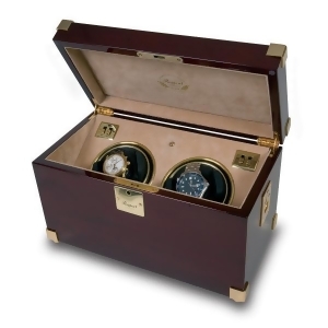 Rapport London Captain's Dual Watch Winder in Polished Mahogany Wood - All