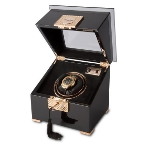 Rapport London Black Wood and Rose Gold Single Watch Winder - All