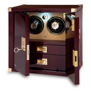 Rapport London Mariner's Chest and Double Watch Winder in Mahogany Wood - All
