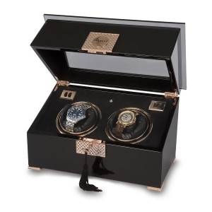 Rapport London Black Wood and Rose Gold Dual Watch Winder - All